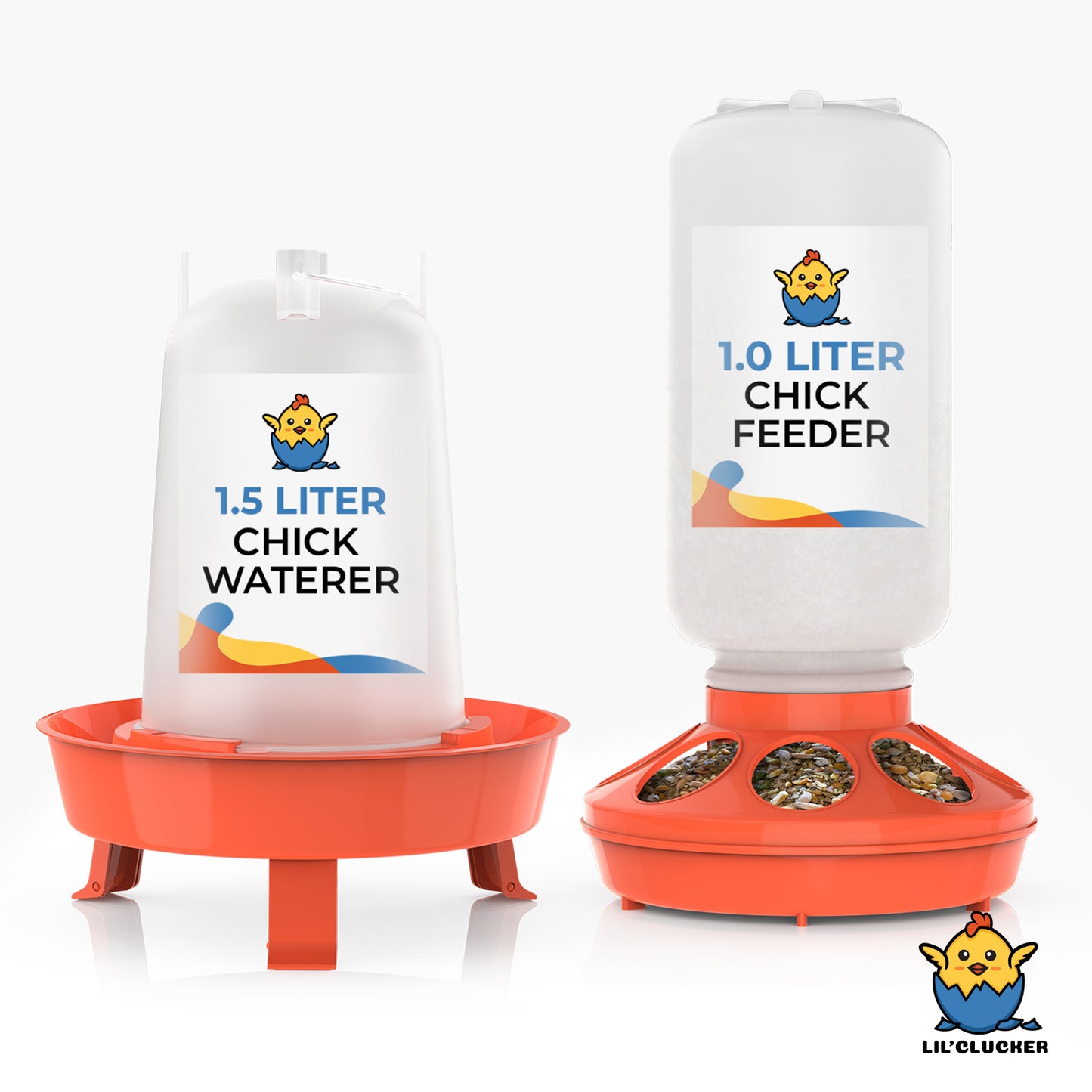 1L Chick Feeder, 1.5L Chick Waterer