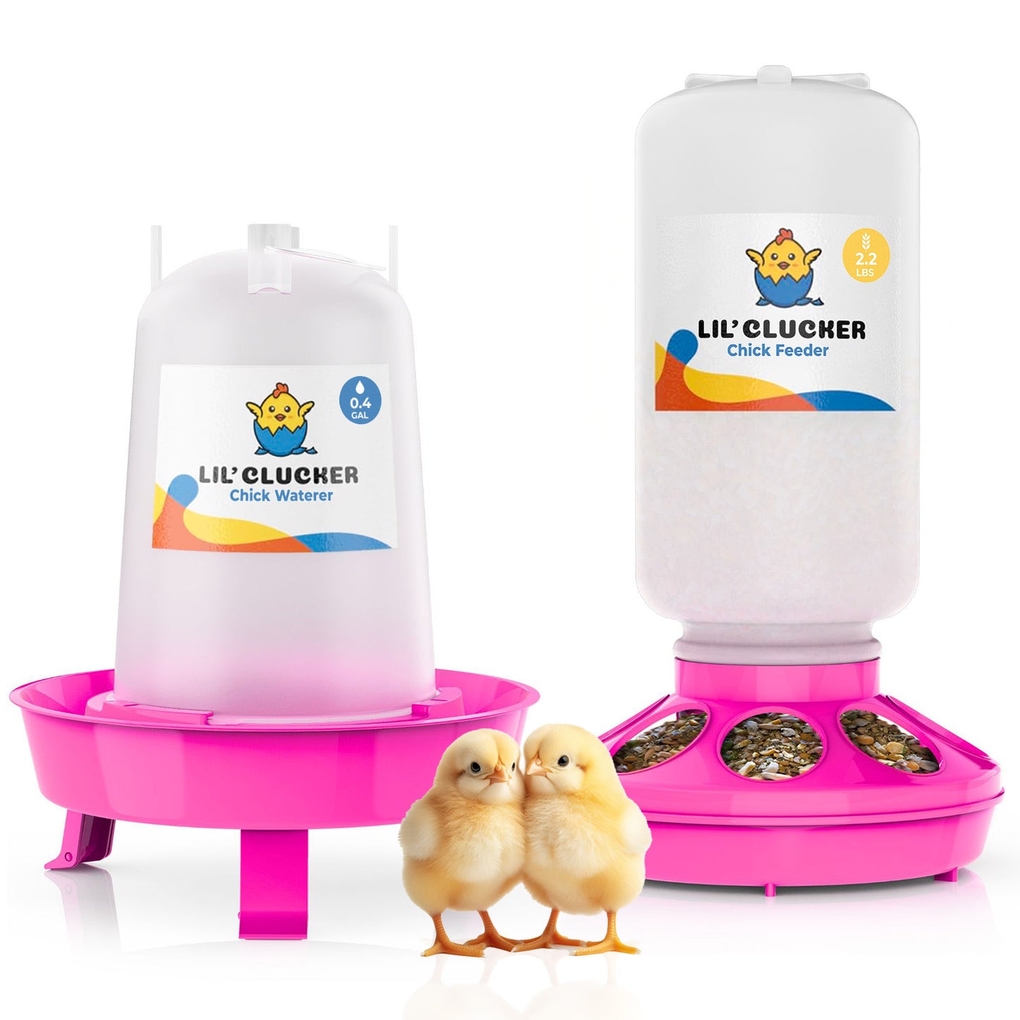 1L Chick Feeder, 1.5L Chick Waterer - Lil'Clucker