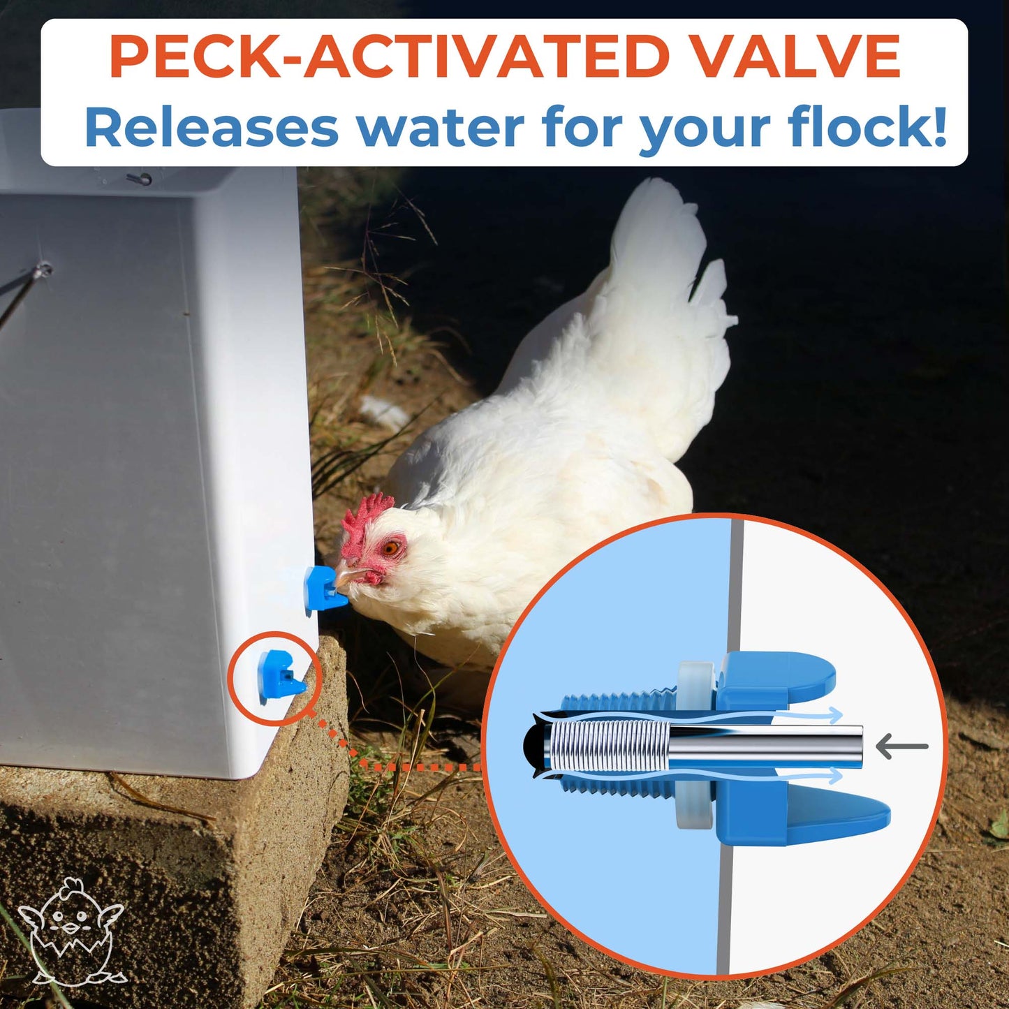 Horizontal Chicken Waterer Nipples - Pack of 15 (Blue) - Lil'Clucker