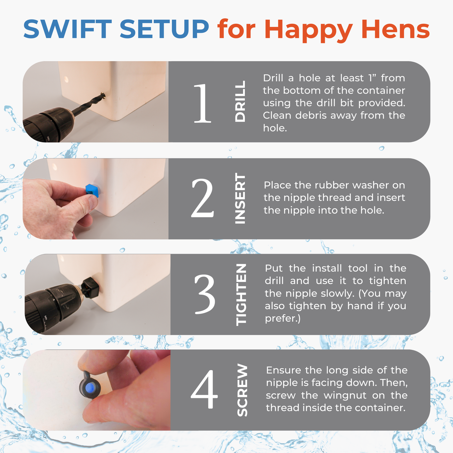 Horizontal Chicken Waterer Nipples - Pack of 15 (Blue) - Lil'Clucker