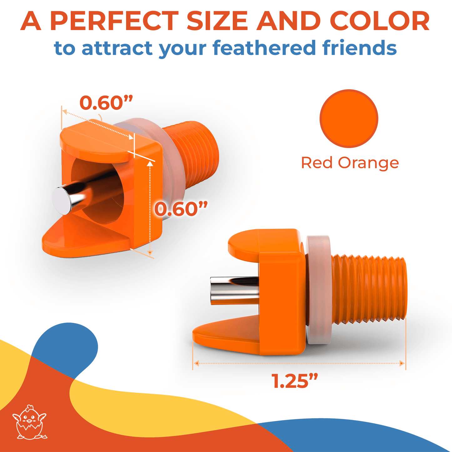 Horizontal Chicken Waterer Nipples - Pack of 15 (Orange) - Lil'Clucker