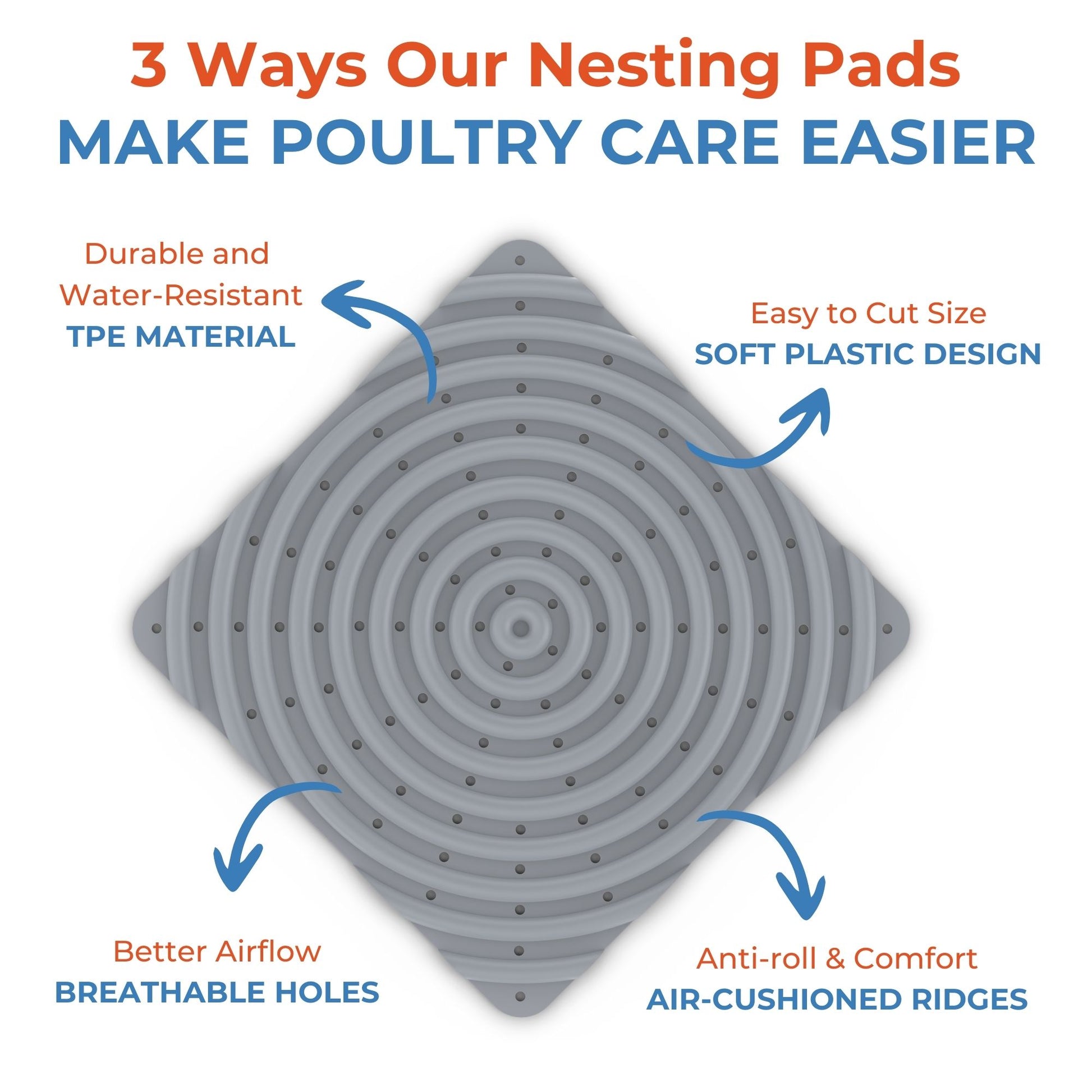 Washable Chicken Nesting Pads for Laying Eggs - Gray - Lil'Clucker