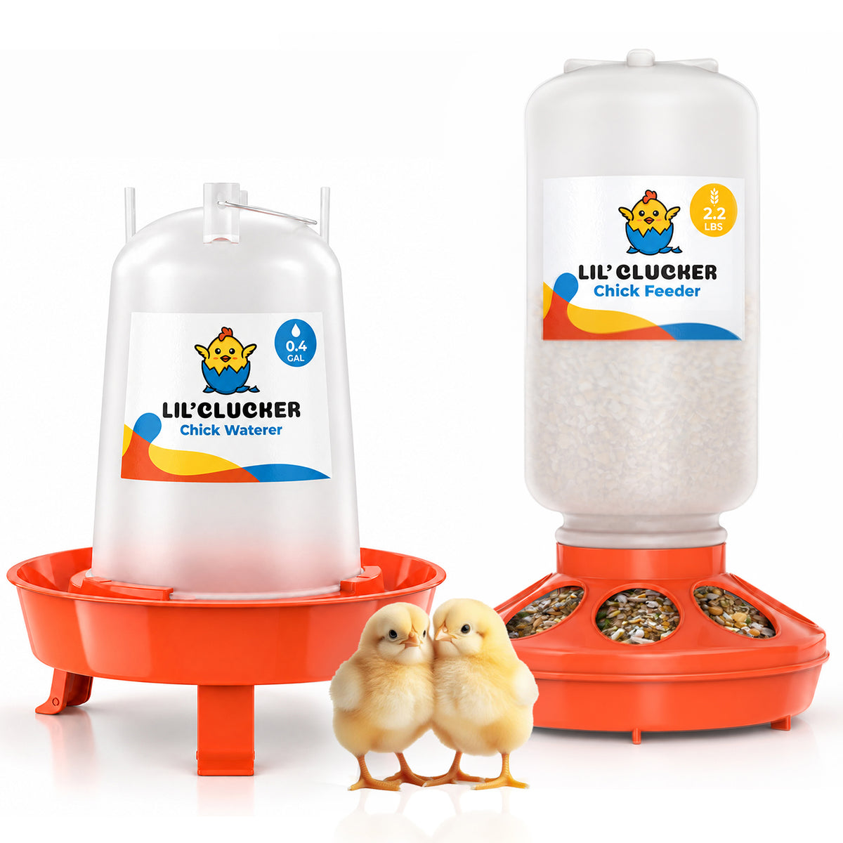1L Chick Feeder, 1.5L Chick Waterer - Lil'Clucker