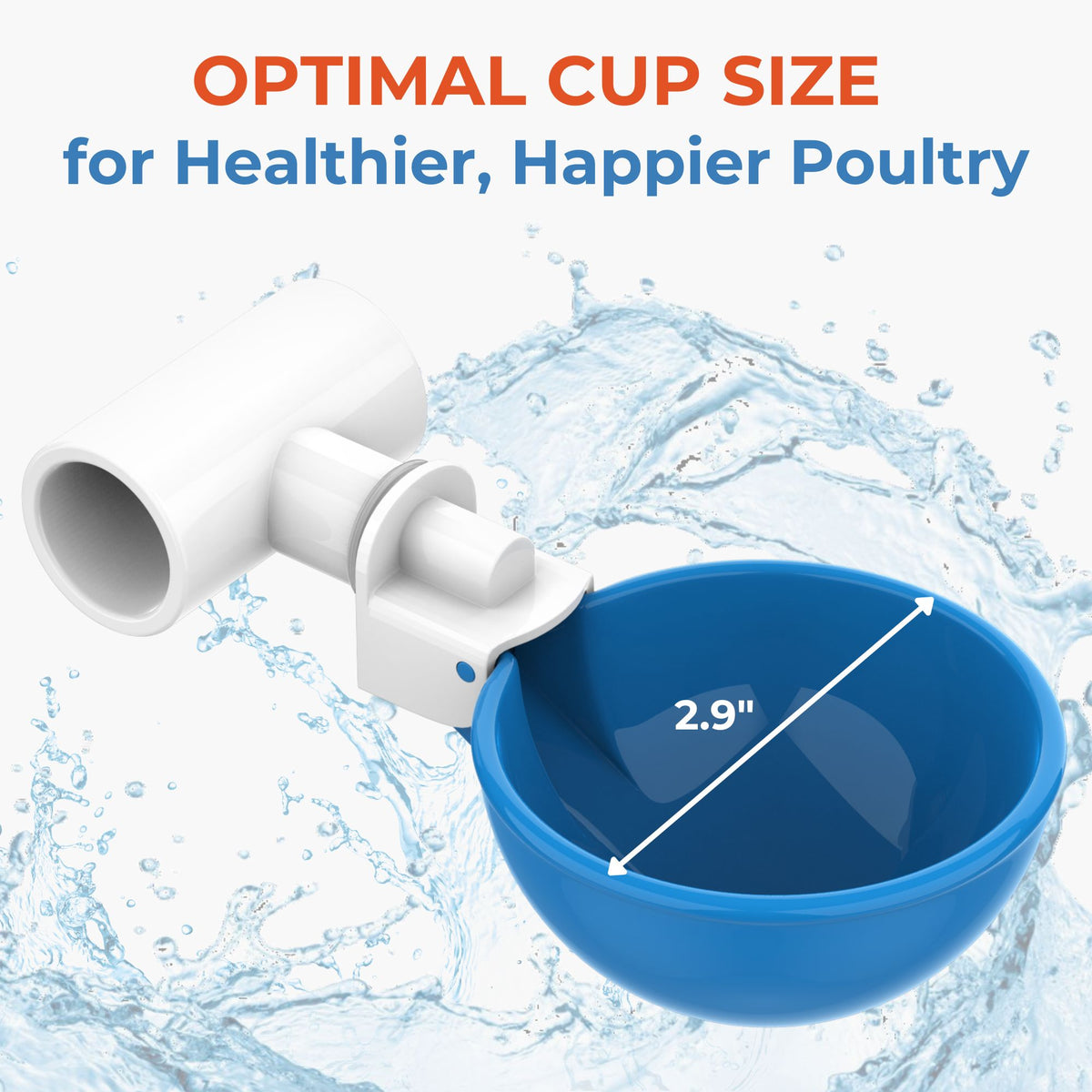 Large Automatic Chicken Waterer Cups & Tees (Blue) - Lil'Clucker