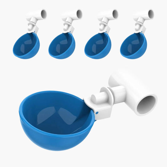 Large Automatic Chicken Waterer Cups and Tees - Pack of 5 (Blue) - Lil'Clucker