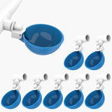 Large Automatic Chicken Waterer Cups and Tees - Pack of 8 (Blue)