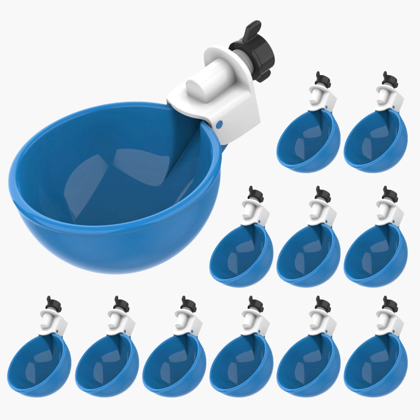 Large Automatic Chicken Waterer Cups - Pack of 12 (Blue)