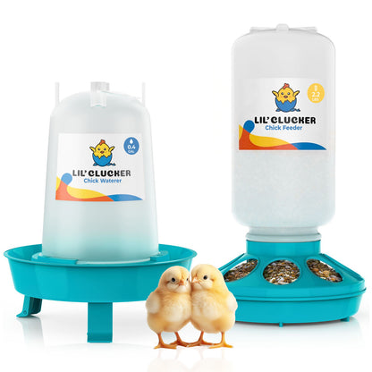1L Chick Feeder, 1.5L Chick Waterer - Lil'Clucker