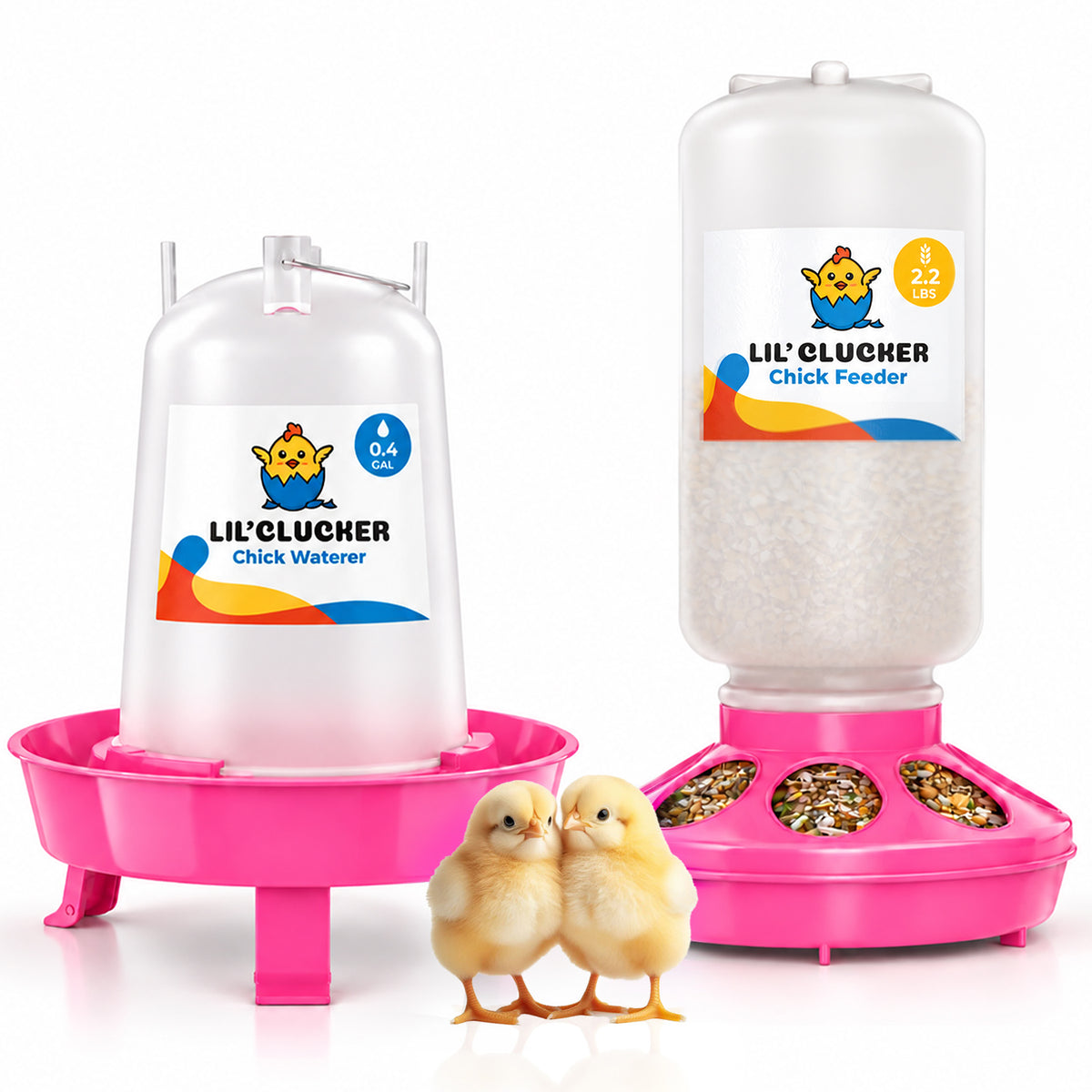 1L Chick Feeder, 1.5L Chick Waterer - Lil'Clucker