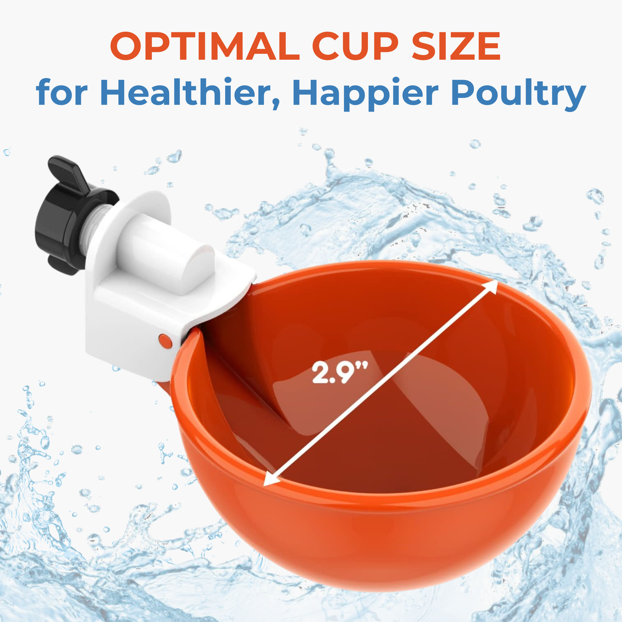 Large Automatic Chicken Waterer Cups (Orange) - Lil'Clucker