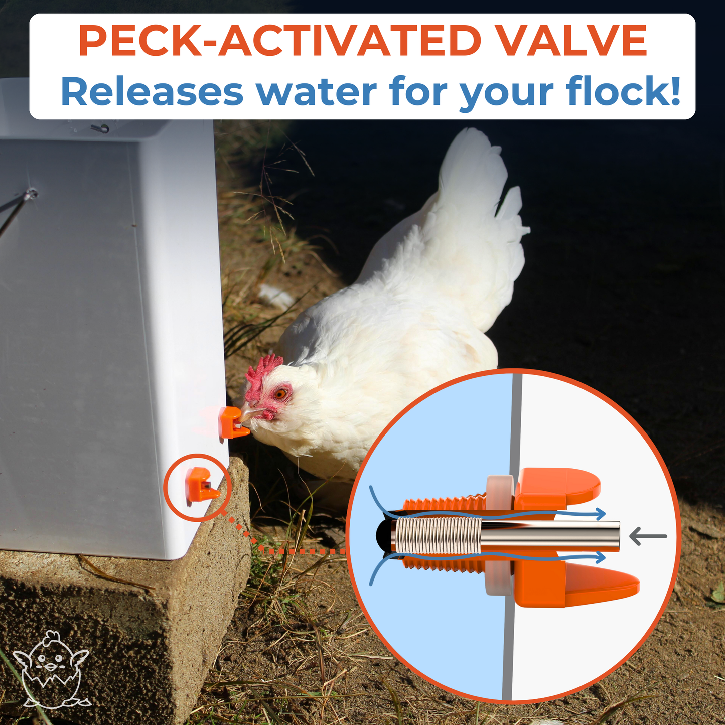 Horizontal Chicken Waterer Nipples - Pack of 15 (Orange)