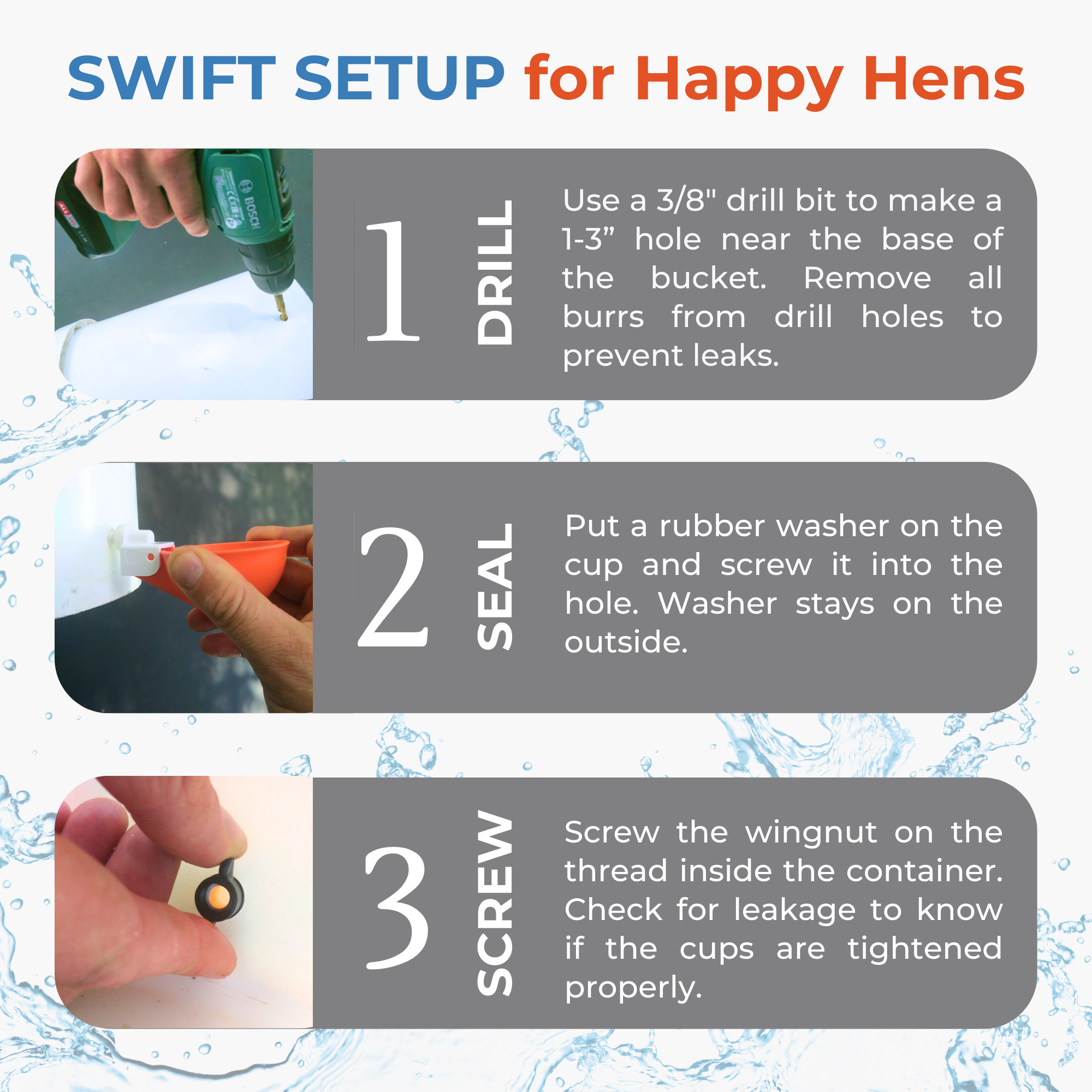 Large Automatic Chicken Waterer Cups (Orange) - Lil'Clucker