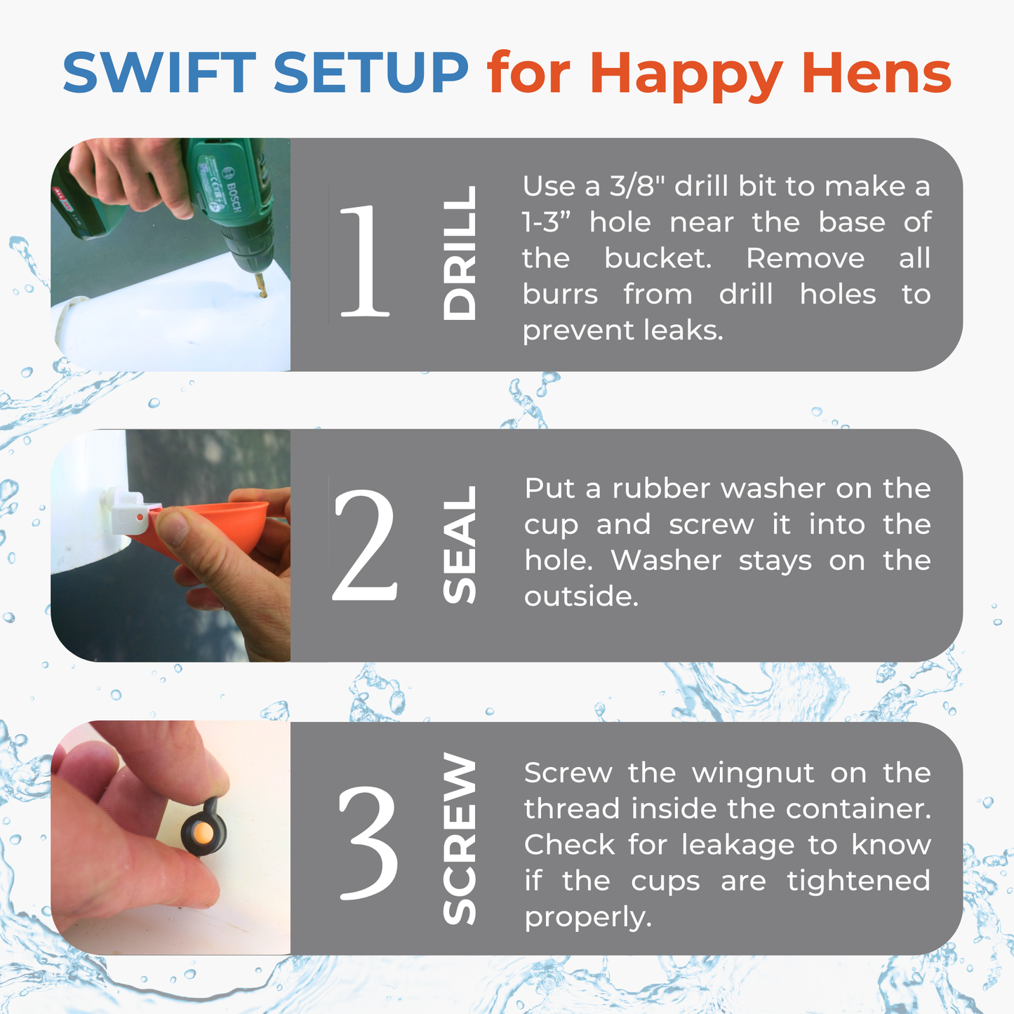 Large Automatic Chicken Waterer Cups (Orange)