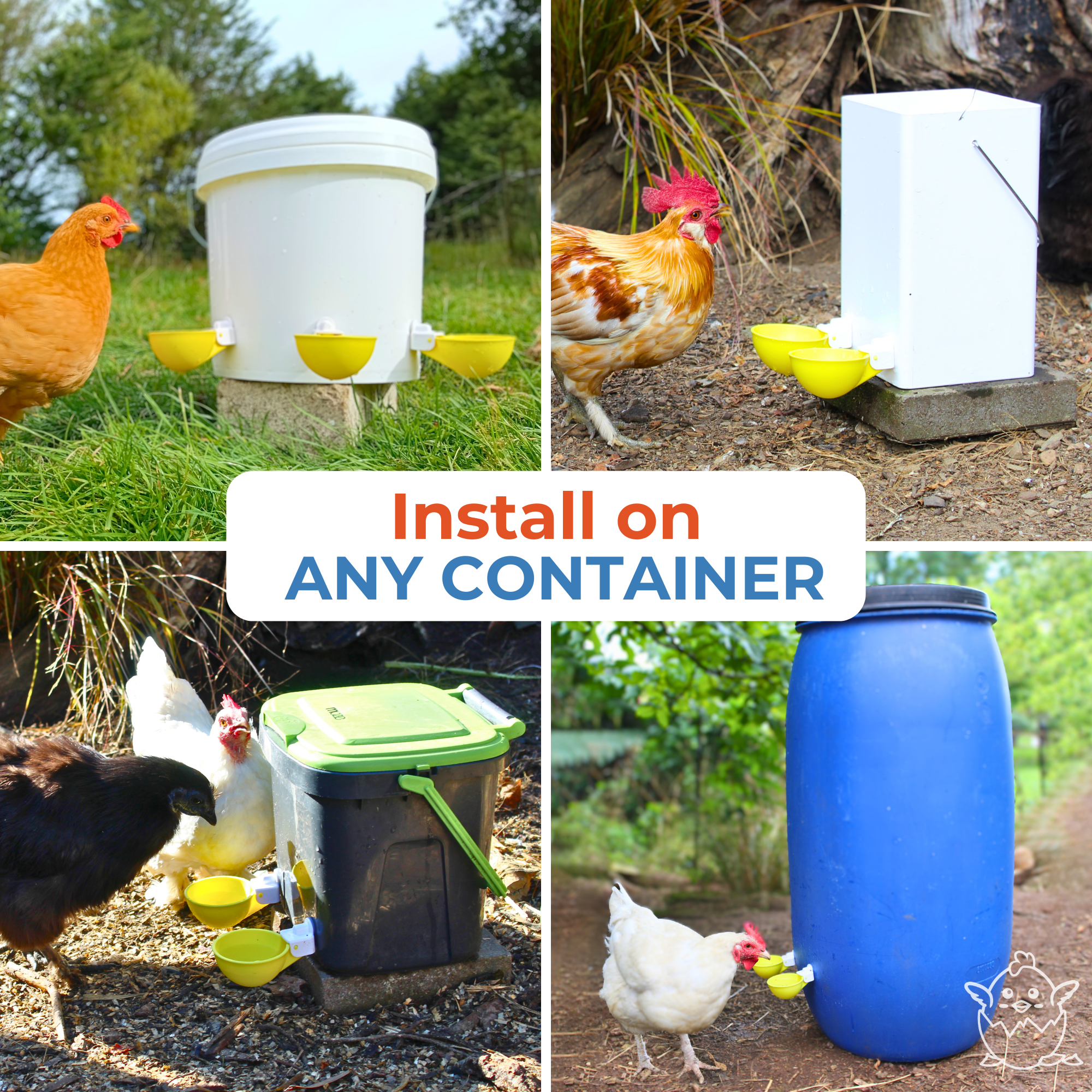 Large Automatic Chicken Waterer Cups - Yellow - Lil'Clucker