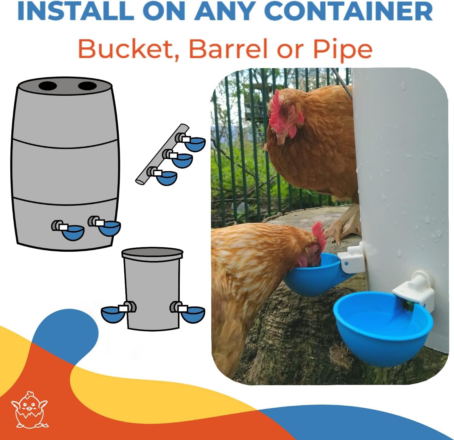 Large Automatic Chicken Waterer Cups - Pack of 8 (Blue) - Lil'Clucker