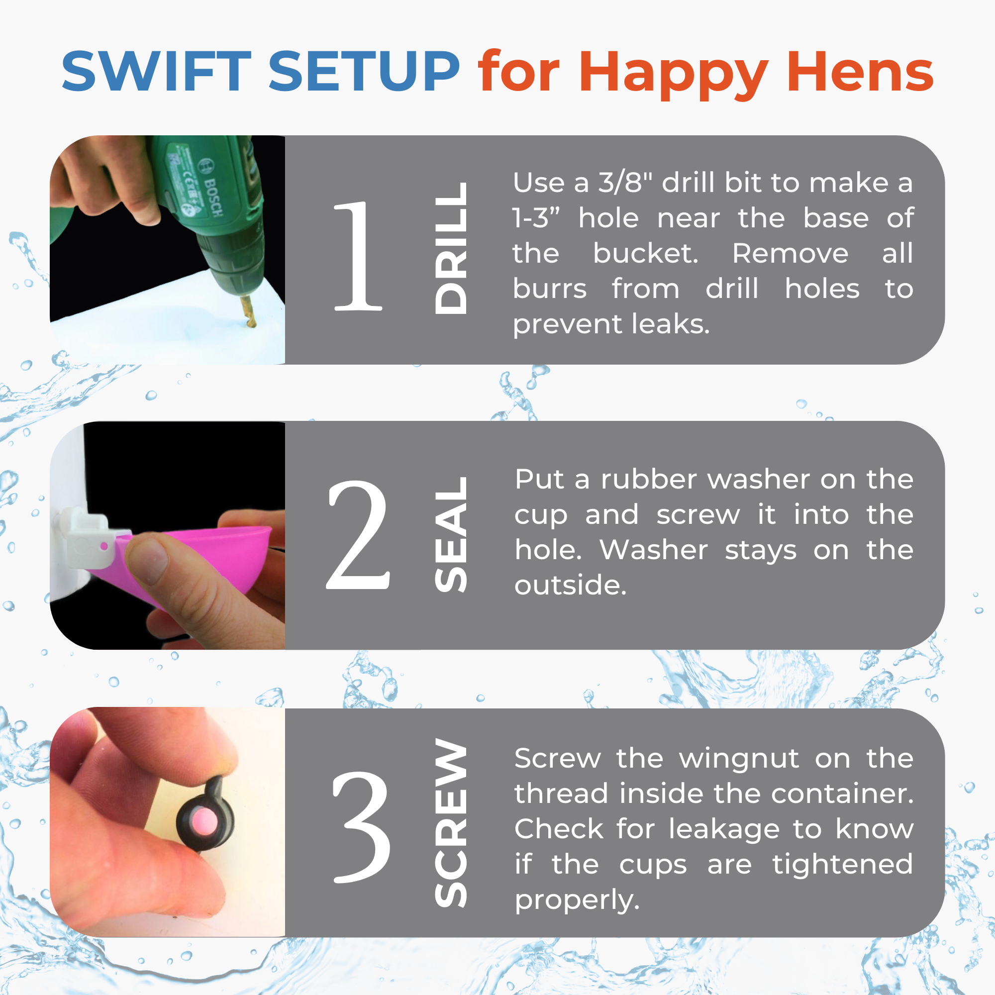 Large Automatic Chicken Waterer Cups - Pink - Lil'Clucker