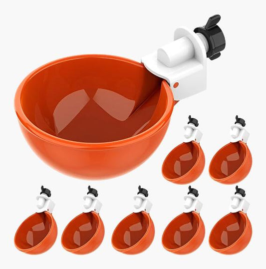 Large Automatic Chicken Waterer Cups - Pack of 8 (Orange) - Lil'Clucker