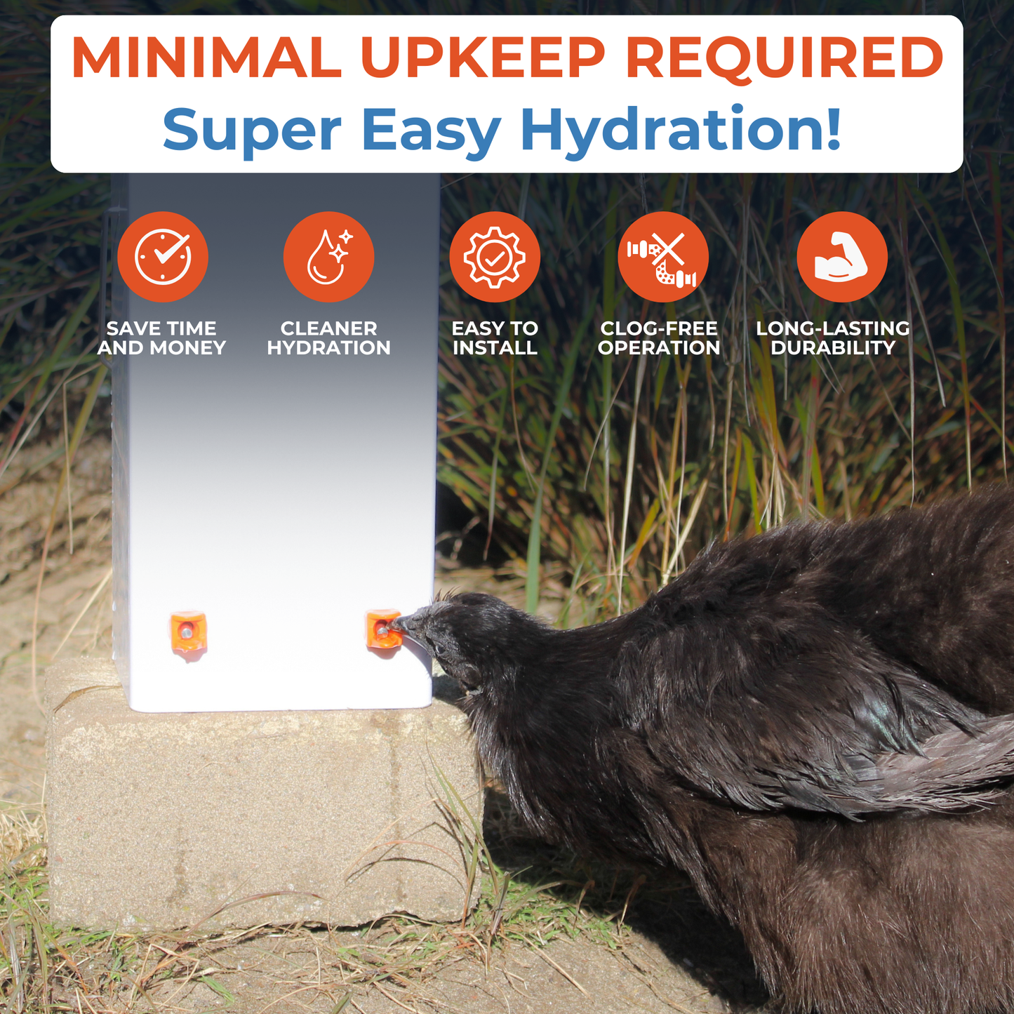 Horizontal Chicken Waterer Nipples - Pack of 15 (Orange)