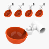 Large Automatic Chicken Waterer Cups and Tees - Pack of 5 (Orange) - Lil'Clucker