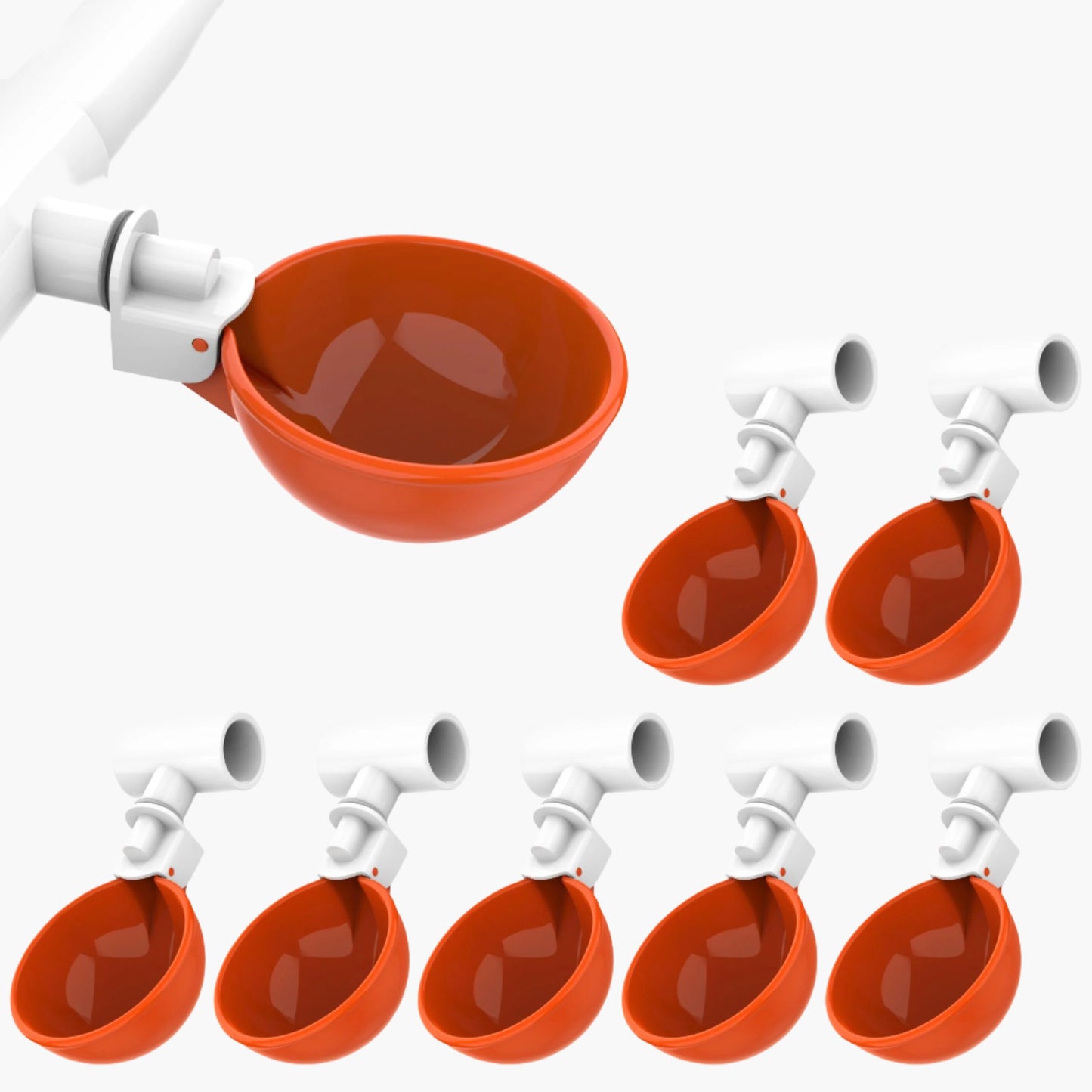 Large Automatic Chicken Waterer Cups & Tees (Orange)