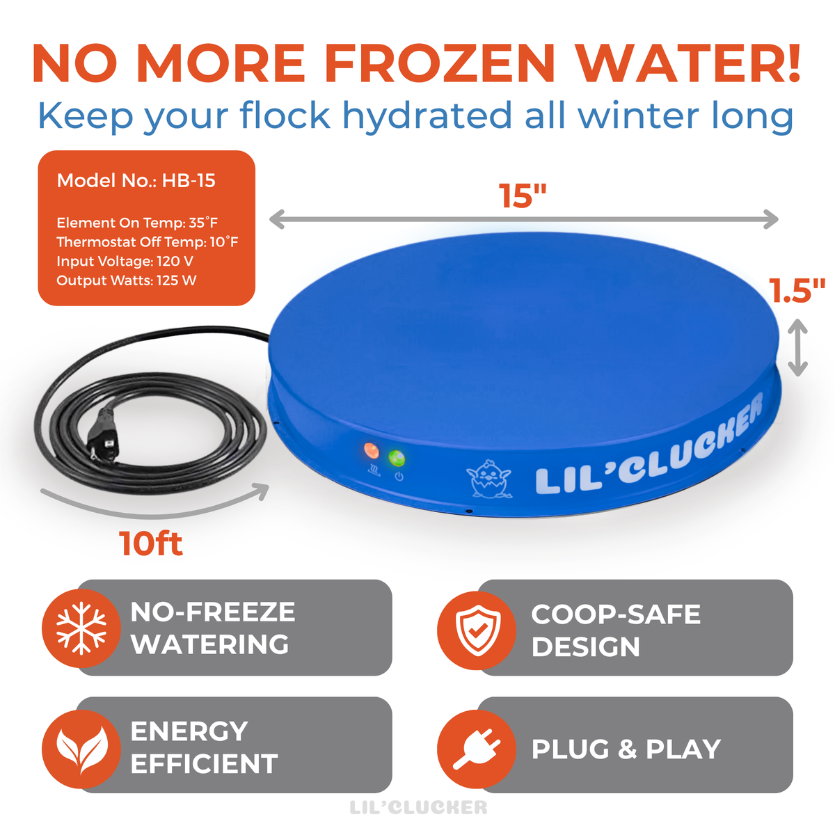 Chicken Waterer Heated Base (Blue) - Lil'Clucker