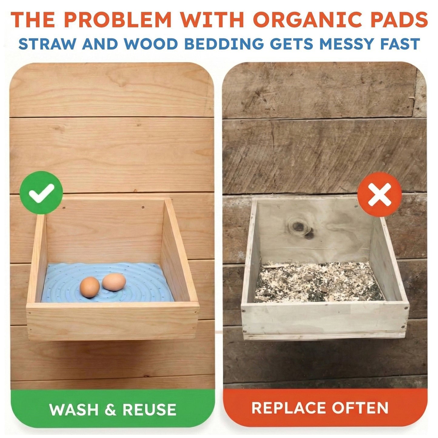 Washable Chicken Nesting Pads for Laying Eggs - Gray - Lil'Clucker